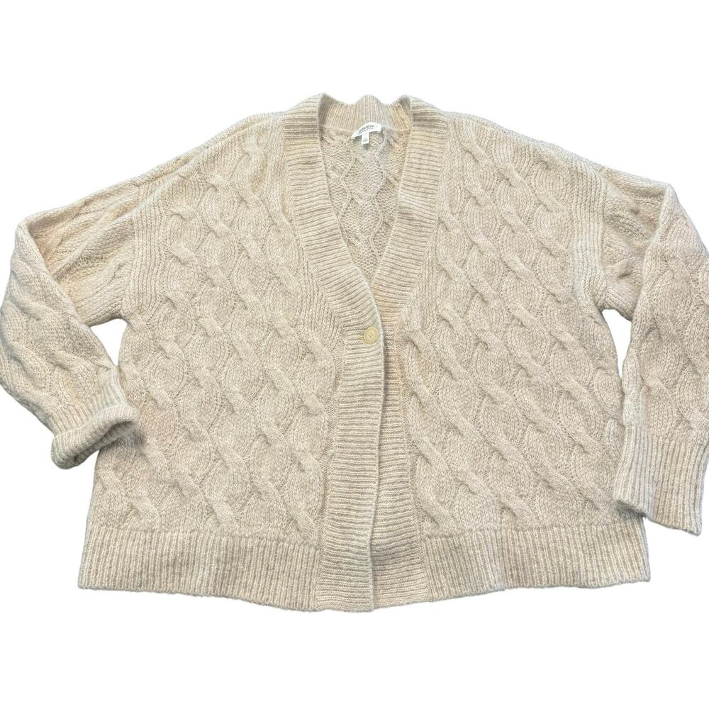 Haven Well Within Women’s tan oversized soft wool cable knit sweater cardigan XL